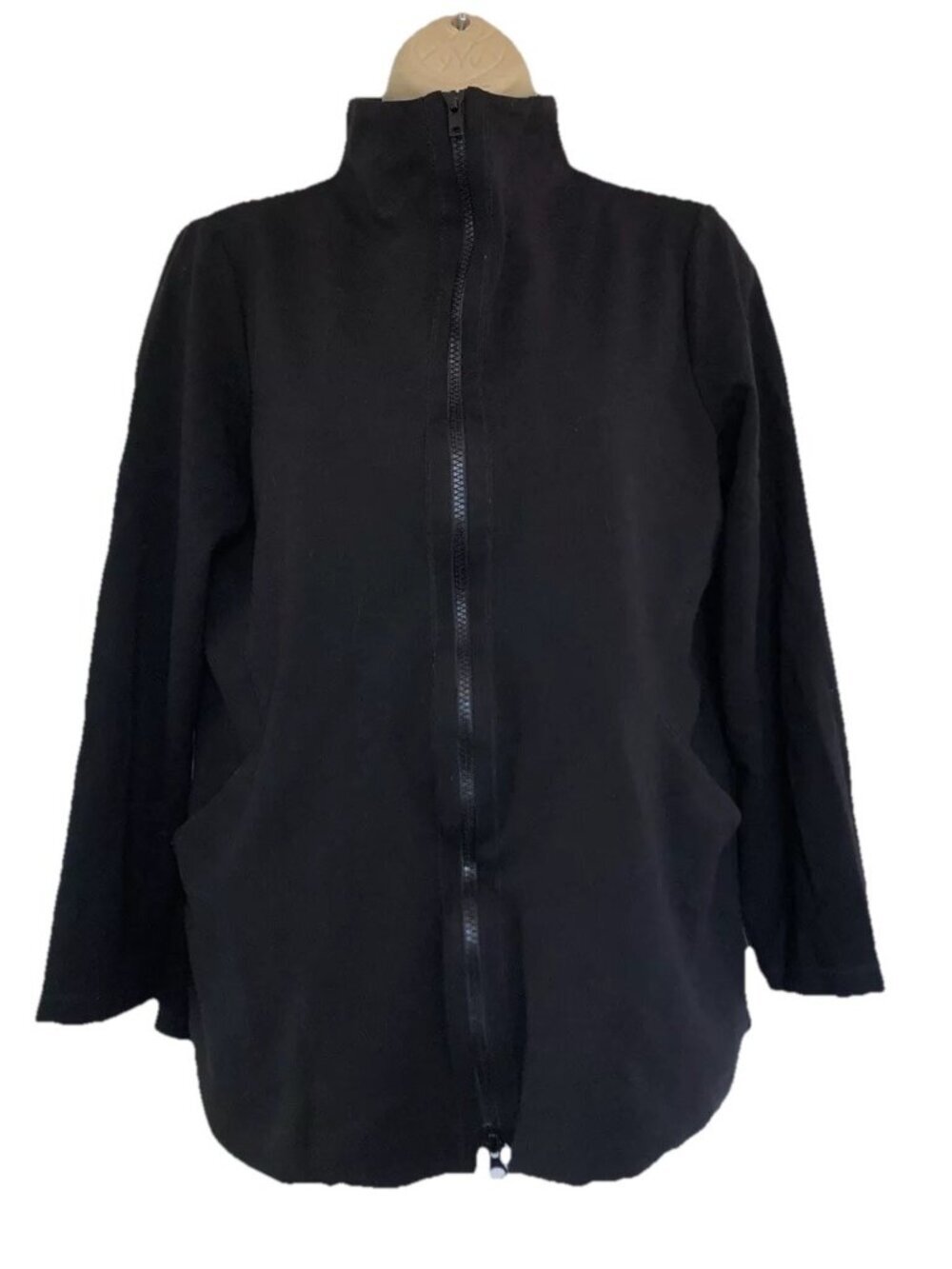 Eileen Fisher Womens Sz Small Black Zip Front Jacket Stretch Side Pockets